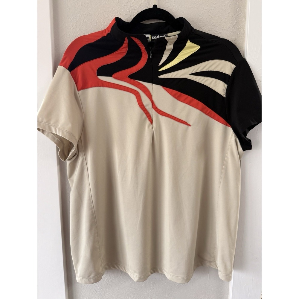 Jamie Sadock 1/4 Zip Short Sleeve Abstract Multi-Color Polo Golf‎ Women's XL